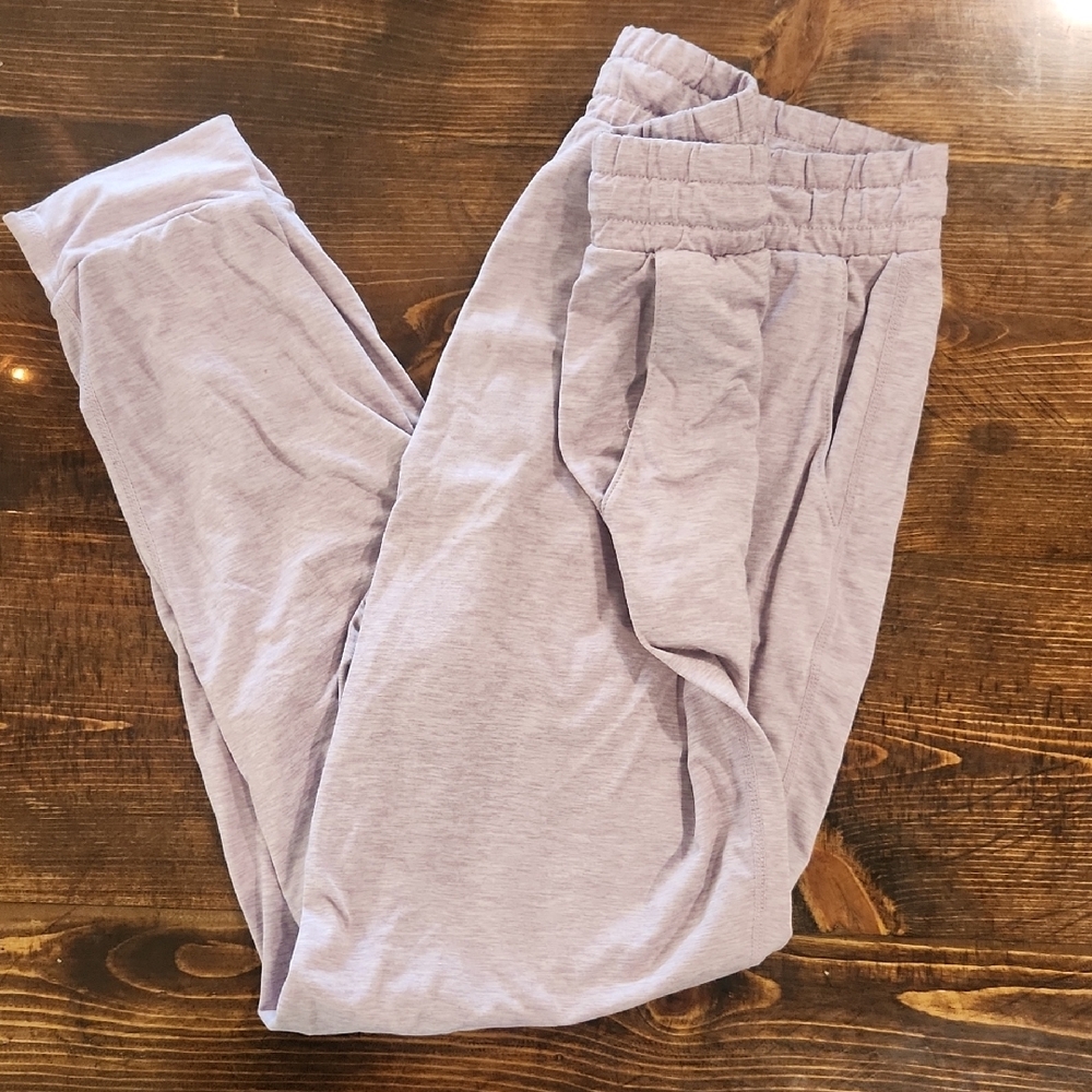 Purple Elastic Waist Tapered Joggers